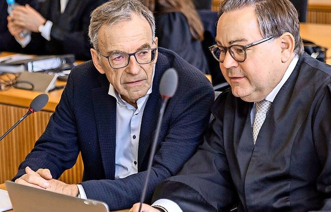 Werner Wölfle (links) wurde im Prozess vor dem Landgericht vom bekannten Stuttgarter Strafverteidiger Markus Bessler verteidigt, der lange einen Freispruch anstrebte, aus Gründen der Prozessökonomie aber eine symbolische Geldauflage vorschlug.<span class='image-autor'>Foto: Lichtgut/Julian Rettig</span>