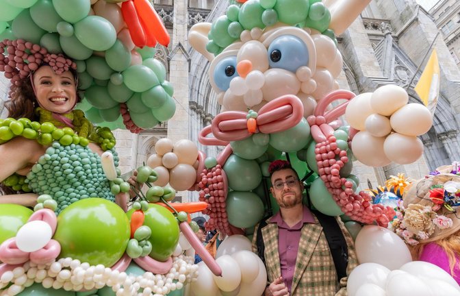 New York: kreative Outfits bei der Bonnet Parade am Ostersonntag vor St. Patrick’s Cathedral.<span class='image-autor'>Foto: Lev Radin/ZUMA Press Wire/dpa</span>