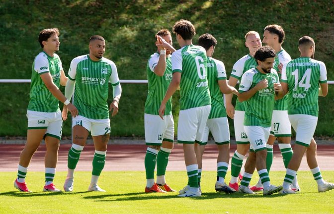 Frühes Tor, früher Jubel: Der GSV Maichingen feiert das 1:0 in Minute zehn gegen den ASV Botnang.<span class='image-autor'>Eibner-Pressefoto/Andreas Ulmer</span>