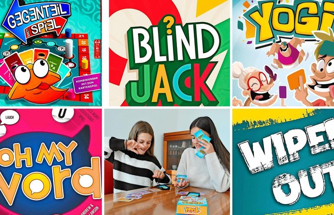Unsere Spieletipps für Silvester: „Gegenteil Brettspiel“, „Blind Jack“, „Yogi“, „Wiped Out“ und „Oh My Word“<span class='image-autor'>Foto: Hersteller, Liebmann-Decombé</span>