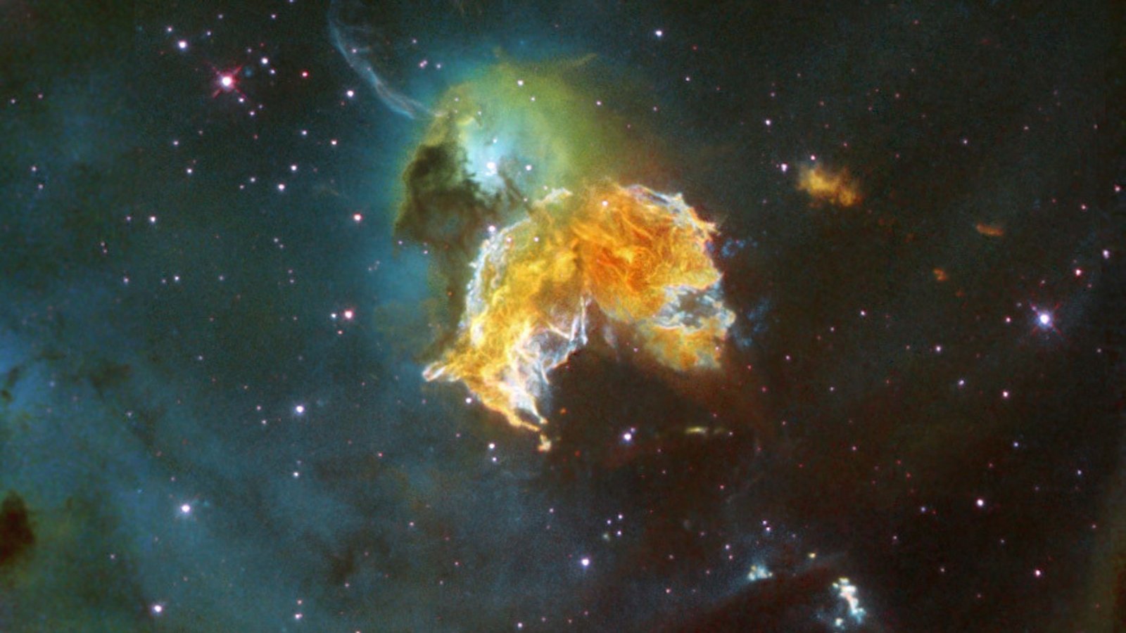 Das im Juni 2005 veröffentlichte Foto des Weltraumteleskops Hubble zeigt die Reste einer Supernova in 160 000 Lichtjahren Entfernung von der Erde. Der explodierte Stern hatte vermutlich rund 50 Mal soviel Masse wie unsere Sonne.Foto: Nasa/dpa Das im Juni 2005 veröffentlichte Foto des Weltraumteleskops Hubble zeigt die Reste einer Supernova in 160 000 Lichtjahren Entfernung von der Erde. Der explodierte Stern hatte vermutlich rund 50 Mal soviel Masse wie unsere Sonne.Foto: Nasa/dpa