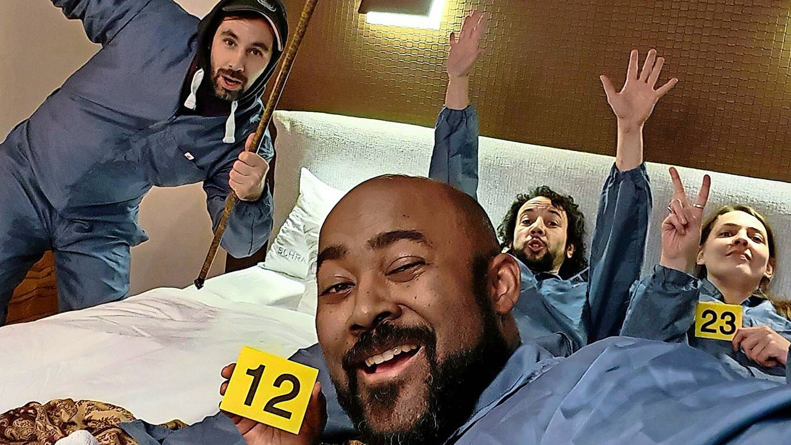 Das Magnificum-Team bei der Beweissicherung für einen ihrer Krimis: Steff Scheel, Haykal Hamidou, Benjamin Scheel und Sandra Korusic (von links)Foto: Magnificum