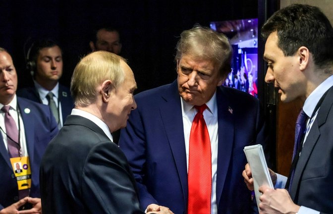 Russlands Präsident Putin und US-Präsident Donald Trump bei ihrem Treffen in Anchorage.<span class='image-autor'>Foto: IMAGO/ITAR-TASS</span>