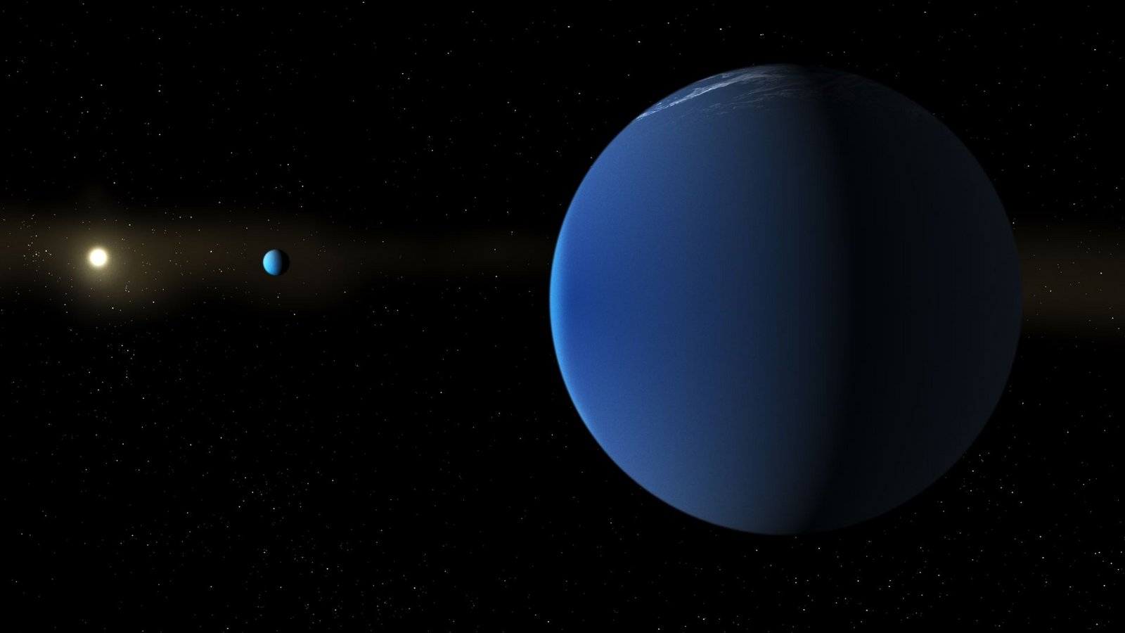 Der Stern TOI-791 und die beiden ihn umrundenden Riesenplaneten.Foto: Daniel Rutter/NASA/dpa Der Stern TOI-791 und die beiden ihn umrundenden Riesenplaneten.Foto: Daniel Rutter/NASA/dpa