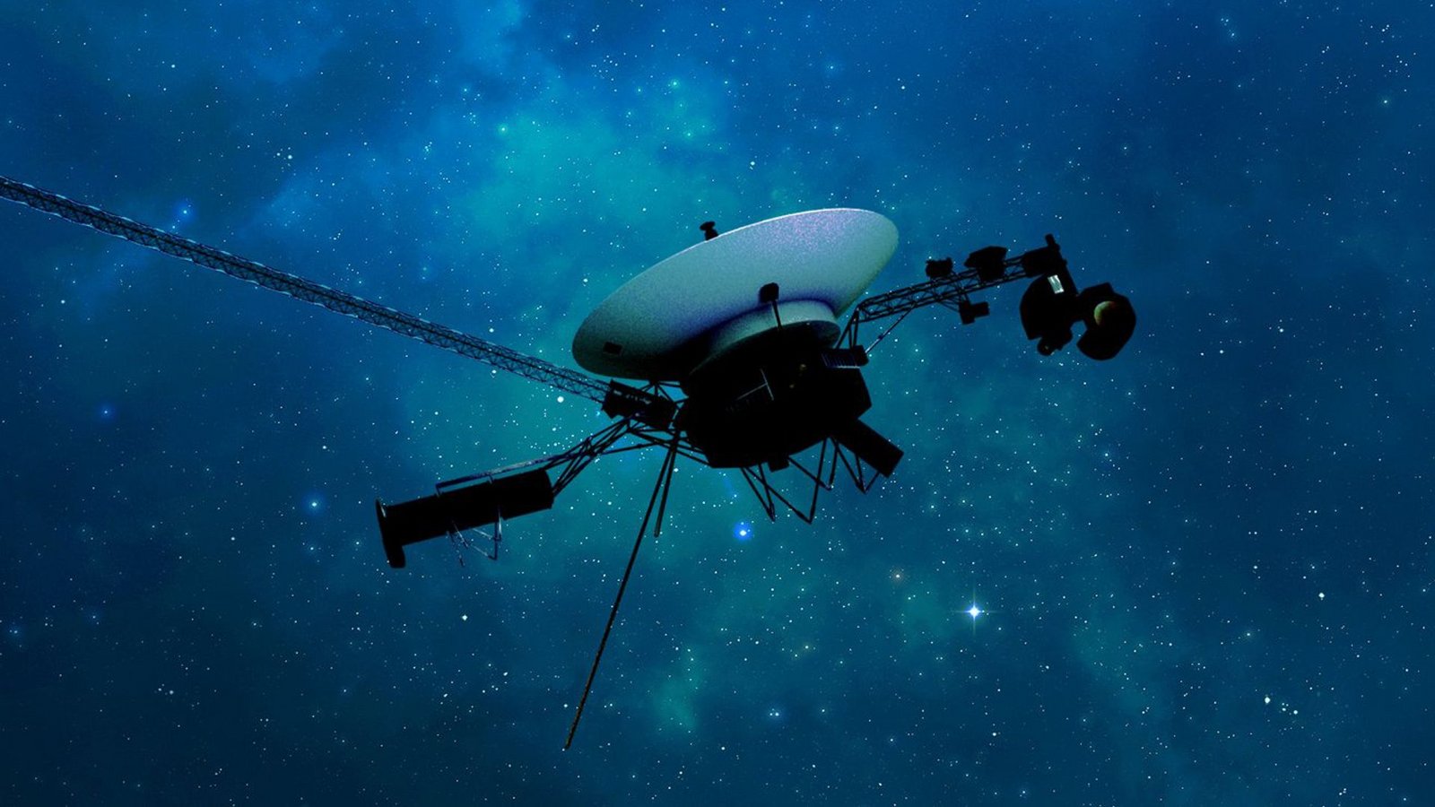 Eine künstlerische Darstellung der Raumsonde Voyager 1 der NASA auf ihrer Reise durch den interstellaren Raum bzw. den Raum zwischen den Sternen.Foto: JPL-Caltech/NASA/dpa