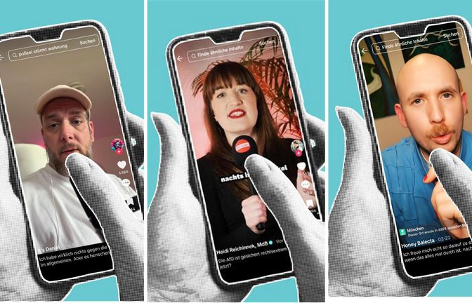 Köpfe der Linkspartei auf Tiktok – sie erreichen nicht nur Linken-Wähler.<span class='image-autor'>Foto: Montage: Ruckaberle</span>