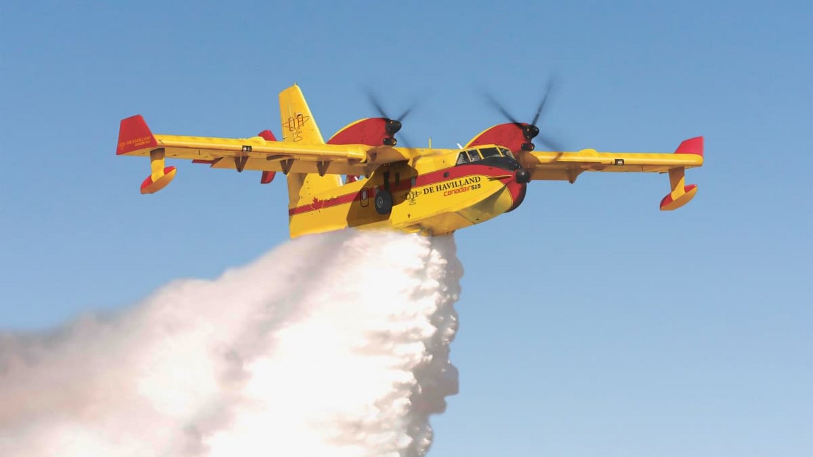 Eine Canadair DHC-515 beim Wasserabwurf: Kanada und die EU wollen mehr neue Löschflugzeuge dieses Typs.DHC Eine Canadair DHC-515 beim Wasserabwurf: Kanada und die EU wollen mehr neue Löschflugzeuge dieses Typs.DHC