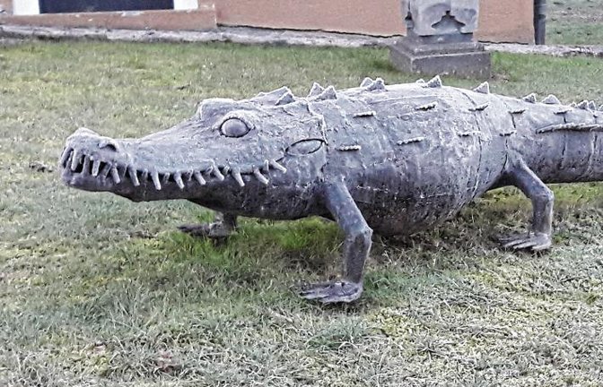 Auch in Aurich werden Krokodile in den Vorgärten gesichtet – zum Glück blutleer und im Kälteschock.  Foto: Rücker