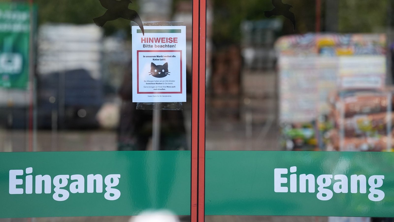 Ein Schild am Eingang weist auf Lotti hin.Foto: Marcus Brandt/dpa