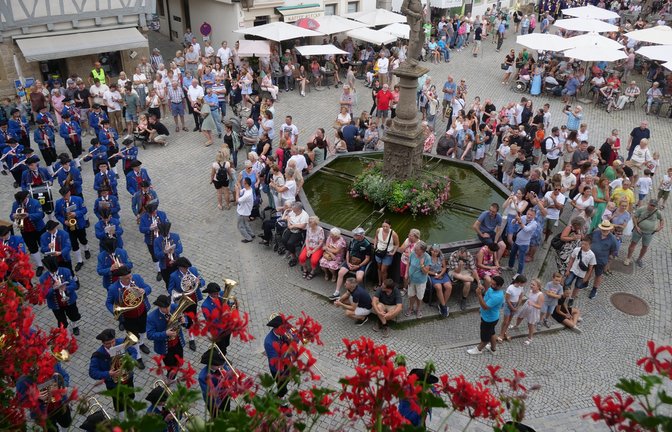 Beim Konzert auf dem Marktplatz spielen Gäste und Gastgeber gemeinsam. Archivfoto: Friedrich