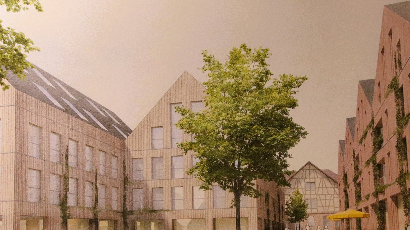 Die Grafik gibt einen ersten Einblick in die das neue Quartier. Im Hintergrund ist die die Stallscheune zu sehen. Foto: pv Die Grafik gibt einen ersten Einblick in die das neue Quartier. Im Hintergrund ist die die Stallscheune zu sehen. Foto: pv