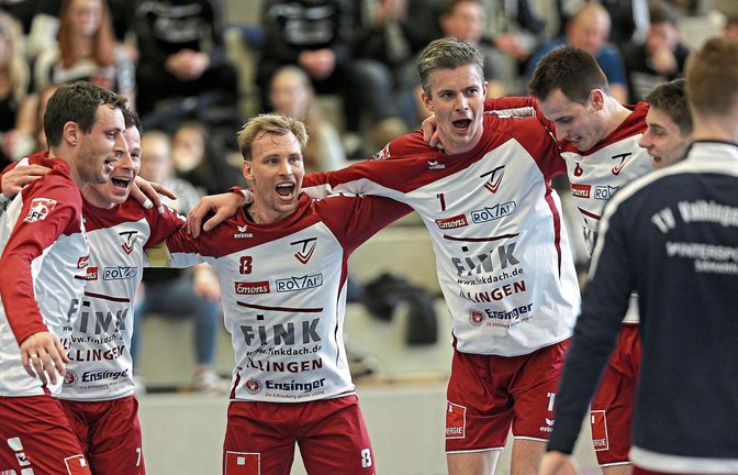 Für die Faustballer des TV Vaihingen ein riesiger Erfolg: Sie ziehen als Gruppensieger ins Halbfinale ein, schlagen dort Ausrichter Käfertal und werden schließlich Deutscher Vizemeister.   Fotos: Küppers