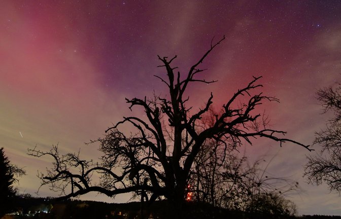 Polarlichter über dem Murrtal bei Großerlach.<span class='image-autor'>Foto: Alexander Wolf/onw-images/dpa/Alexander Wolf</span>