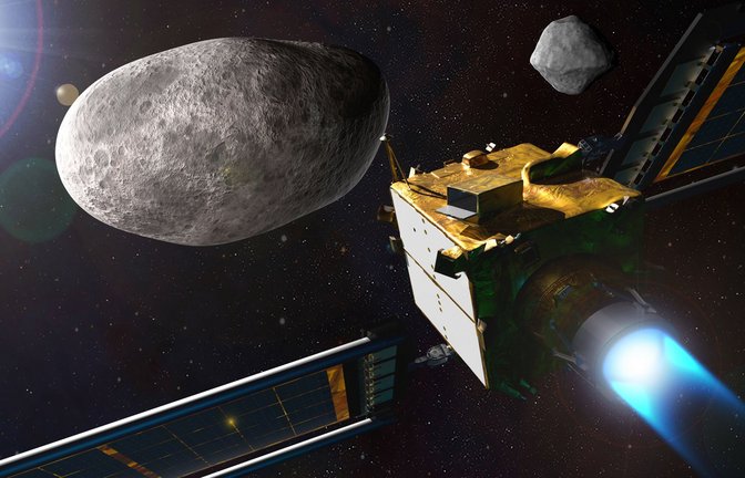 Die Raumsonde „Hera“ (3D-Illustration) soll zusammen mit ihrem Pendant, der Nasa-Sonde „Dart“, die Auswirkungen eines Aufpralls auf einen Asteroiden untersuchen, um aus diesem Experiment eine Technik zum Umlenken solcher Gesteinsbrocken im All abzuleiten.<span class='image-autor'>Foto: Imago/Zuma Wire</span>