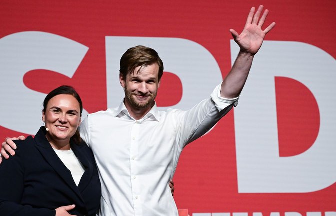 Robin Mesarosch und Isabel Cademartori stellen die neue Doppelspitze der SPD in Baden-Württemberg.<span class='image-autor'>Foto: Bernd Weißbrod/dpa</span>