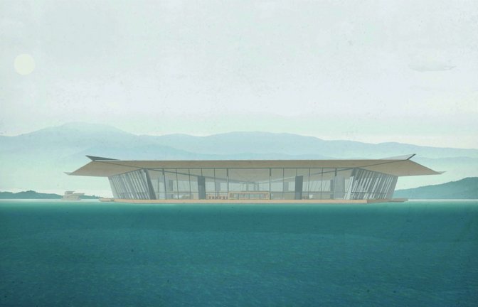 Der Architekt Noel Rabuffetti plante 2018 in seiner prämierten Masterarbeit 2018 besagtes schwimmende Konzerthaus  vor Konstanz: das „Arquistica“. Damit reagierte er  auf den Platzmangel an Land.<span class='image-autor'>Foto: Privatarchiv Noel Rabuffetti</span>