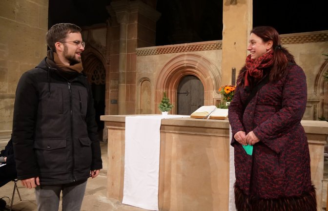 Liturgie mit Orgelklängen verbinden, das ist die Idee der Orgelvespern in der Maulbronner Klosterkirche. Am Samstag wurde sie von Lukas Nagel und Christine von Wagner gestaltet.Foto: Friedrich<span class='image-autor'>Foto: Friedrich</span>