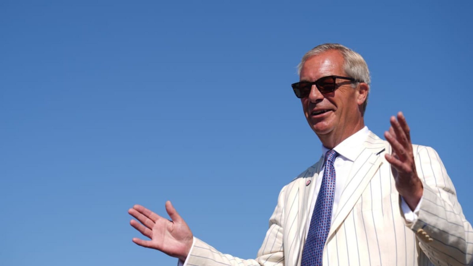 Nigel Farage, Vorsitzender der Partei „Reform UK“.Joe Giddens/PA Wire/dpa Nigel Farage, Vorsitzender der Partei „Reform UK“.Joe Giddens/PA Wire/dpa