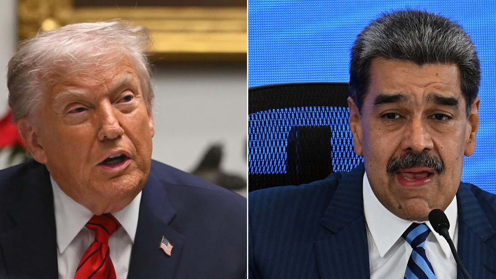 US-Präsident Donald Trump (Links) hält den Druck auf den venezolanischen Präsidenten Nicolás Maduro hoch.Foto: AFP/ANDREW CABALLERO-REYNOLDS US-Präsident Donald Trump (Links) hält den Druck auf den venezolanischen Präsidenten Nicolás Maduro hoch.Foto: AFP/ANDREW CABALLERO-REYNOLDS