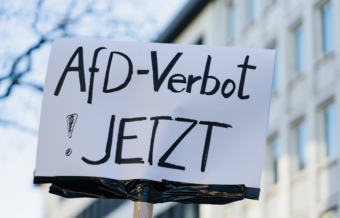 Ein Protest-Schild forderte bereits 2024 in Nürnberg ein AfD-Verbot.<span class='image-autor'>Foto: Corinna Haselmayer/ Shutterstock</span>
