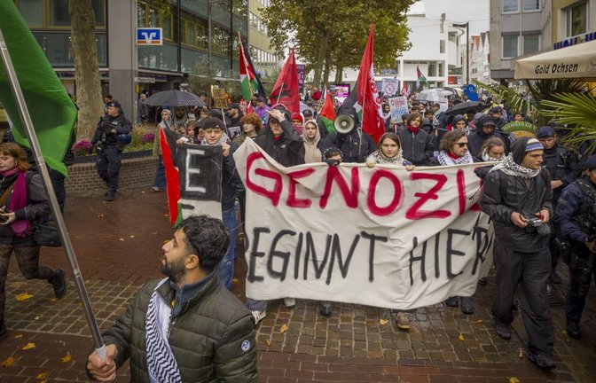 Kundgebung und Demo der Pro-Palästina-Bewegung am Wochenende in Ulm.<span class='image-autor'>Matthias Kessler</span>