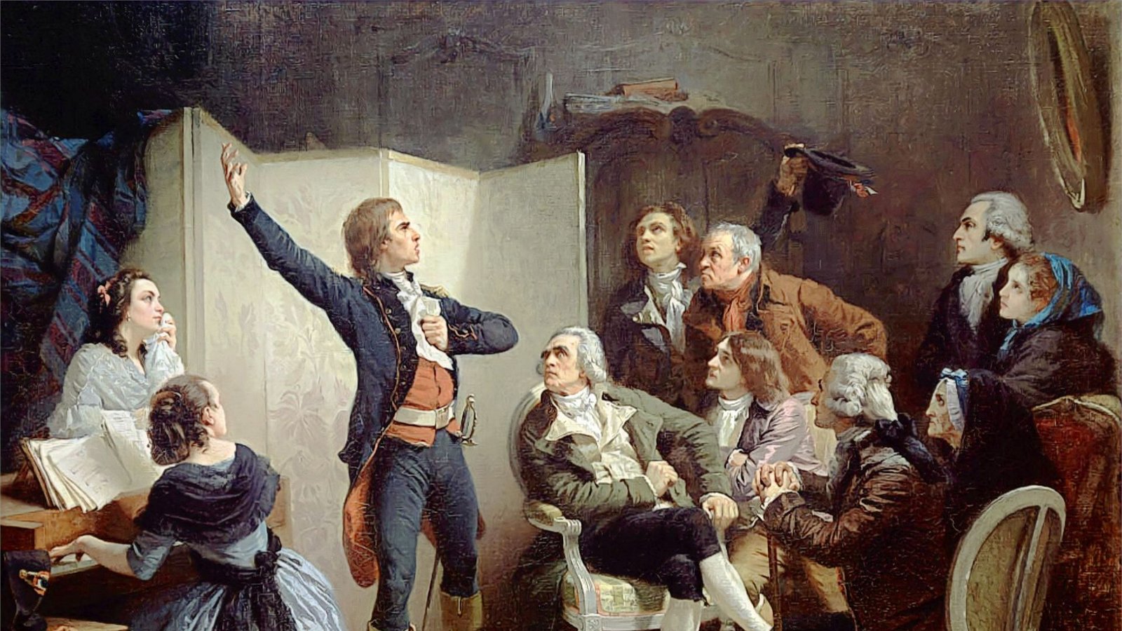 Das im 19. Jahrhundert entstandene Gemälde des französischen Malers Isidore Pils zeigt den Verfasser der „Marseillaise“ im ­Salon des Straßburger Bürgermeisters Philippe-Frédéric de Dietrich. 

Foto:Foto: Wikipedia