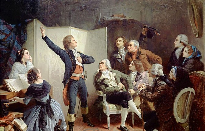 Das im 19. Jahrhundert entstandene Gemälde des französischen Malers Isidore Pils zeigt den Verfasser der „Marseillaise“ im ­Salon des Straßburger Bürgermeisters Philippe-Frédéric de Dietrich. 

Foto:<span class='image-autor'>Foto: Wikipedia</span>