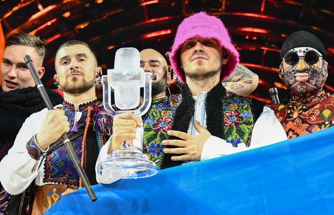 Das Kalush Orchestra siegte beim Eurovision Song Contest in Turin mit dem Hiphop-Lied „Stefania“.<span class='image-autor'>Foto: AFP/MARCO BERTORELLO</span>
