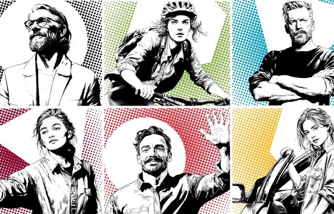So könnten sie aussehen, die typischen Wählerinnen und Wähler be der Landtagswahl am 8. März.<span class='image-autor'>Foto: KI/Midjourney, Illustration: Ruckaberle</span>