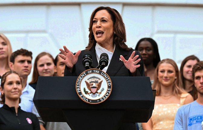 Kamala Harris gibt sich entschlossen: Sie will bei der Wahl am 5. November als Präsidentschaftskandidatin der Demokraten gegen Donald Trump antreten<span class='image-autor'>Foto: AFP/Brendan Smialowski</span>