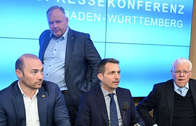 Miguel Klaus, Sandro Scheer, Martin Rothweiler und Emil Sänze (von links) gehören der Fraktionsspitze an.<span class='image-autor'>Foto: Bernd Weißbrod/dpa</span>