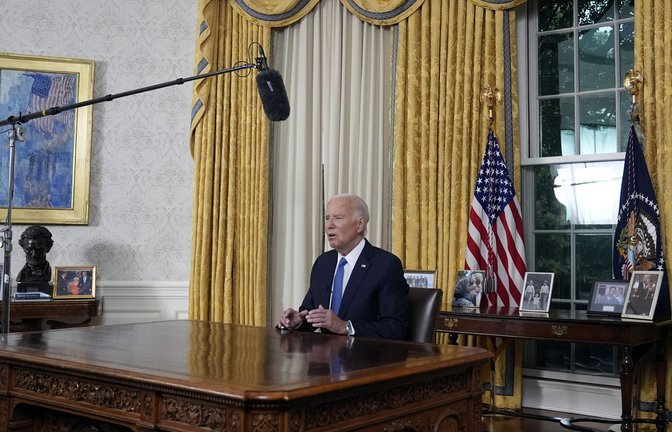 US-Präsident Joe Biden hält seine lang erwartete Rede.<span class='image-autor'>Foto: dpa/Evan Vucci</span>
