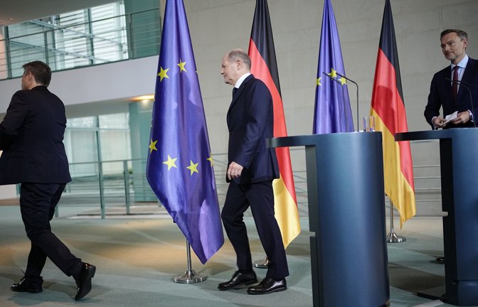 Habeck, Scholz, Lindner – für die Ampel war das Urteil aus Karlsruhe der Angang vom Ende.<span class='image-autor'>Foto: Kay Nietfeld/dpa</span>