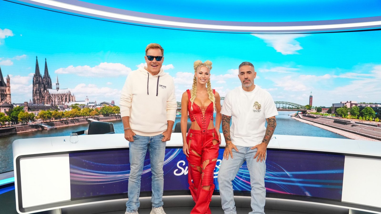V. l.: Dieter Bohlen, Isi Glück und Anis Ferchichi (Bushido)Foto: RTL / Stefan Gregorowius V. l.: Dieter Bohlen, Isi Glück und Anis Ferchichi (Bushido)Foto: RTL / Stefan Gregorowius