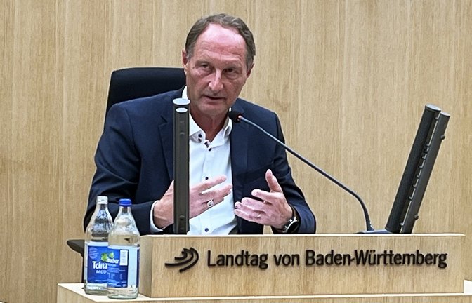 Der Karlsruher Polizeivizepräsident Hans Matheis sagte am Montagabend im Untersuchungsausschuss aus.<span class='image-autor'>Foto: Nico Pointner/dpa/Nico Pointner</span>