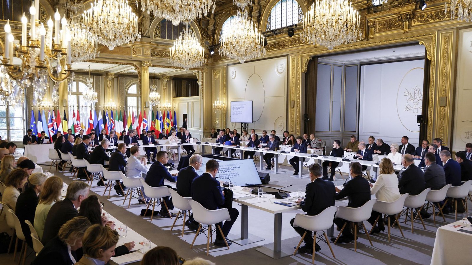Die Pariser Ukraine-Konferenz fand im Elysee-Palast statt.Foto: AFP/Ludovic Marin