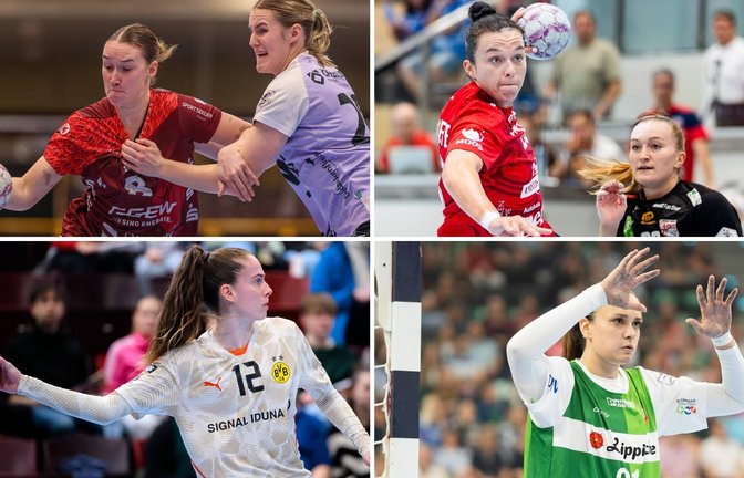 Vier Spielerinnen mit Vergangenheit in Württemberg (v. li. oben im Uhrzeigensinn): Lena Degenhardt (HSG Bensheim-Auerach), Jana Scheib  (Thüringer HC), Nicole Roth (HSG Blomberg-Lippe), Sarah Wachter (Borussia Dortmund).<span class='image-autor'>Foto: IMAGO/wolf-sportfoto/Timo Peters/Christian Heilwagen/HMB-Media</span>