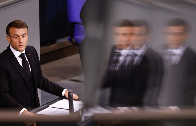 Frankreichs Präsident Emmanuel Macron würdigte Wolfgang Schäuble als großen Europäer.<span class='image-autor'>Foto: AFP/MICHELE TANTUSSI</span>