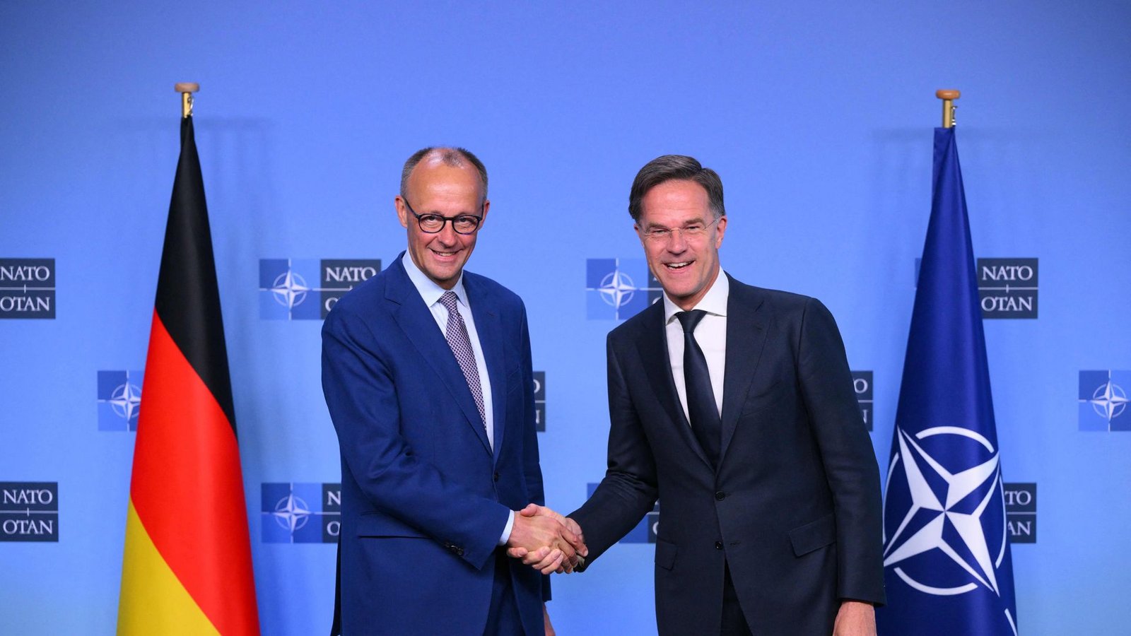 Antrittsbesuch: Friedrich Merz (l.) und Nato-Generalsekretär Mark Rutte.Foto: JOHN THYS/AFP Antrittsbesuch: Friedrich Merz (l.) und Nato-Generalsekretär Mark Rutte.Foto: JOHN THYS/AFP