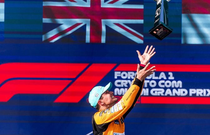 McLaren-Pilot Lando Norris hat den Großen Preis von Miami geonnen.<span class='image-autor'>Foto: Qian Jun/XinHua/dpa</span>