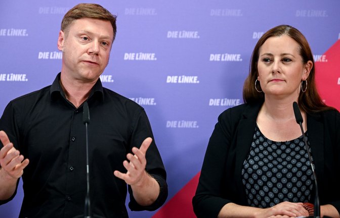 Martin Schirdewan und Janine Wissler ziehen sich zurück.<span class='image-autor'>Foto: dpa/Britta Pedersen</span>