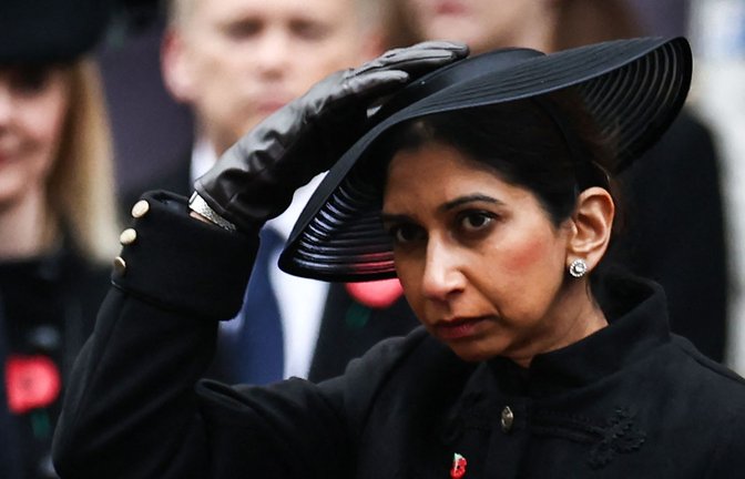 Suella Braverman steht in der Kritik – die britische Innenministerin hatte die Demonstranten vorab als „propalästinensische Meute“ beschimpft, von „Hass-Märschen“ gesprochen.<span class='image-autor'>Foto: AFP/HENRY NICHOLLS</span>