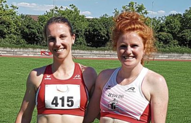 Lisa Durian und Hanna Jung (von links) sprinten über 100 und 200 Meter jeweils an ihre Bestzeiten heran. Foto: privat