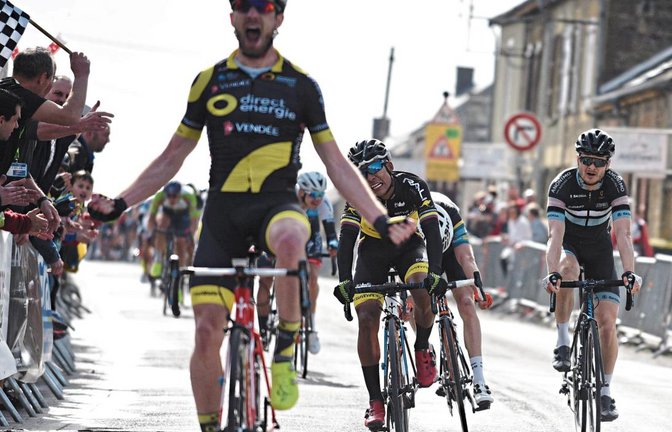 Auf der dritten Etappe des Circuit des Ardennes von Donchery nach Vivier-au-Court musste sich Alexander Krieger (rechts) dem Franzosen Jeremy Cornu, dem Kolumbianer Johnatan Cañaveral und dem Franzosen Anthony Maldonado (von links) geschlagen geben. Foto: Haumesser