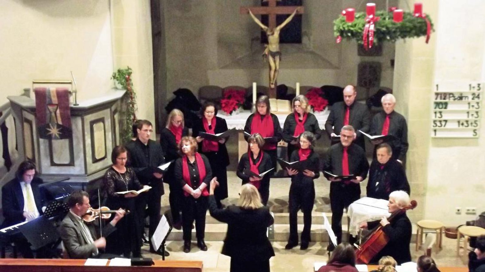 Das Vokalensemble Sersheim mit dem „Von deiner Güt’ o Herr“ aus der „Schöpfung“ von Joseph Haydn für Solisten, Chor und Instrumente. Foto: p Das Vokalensemble Sersheim mit dem „Von deiner Güt’ o Herr“ aus der „Schöpfung“ von Joseph Haydn für Solisten, Chor und Instrumente. Foto: p