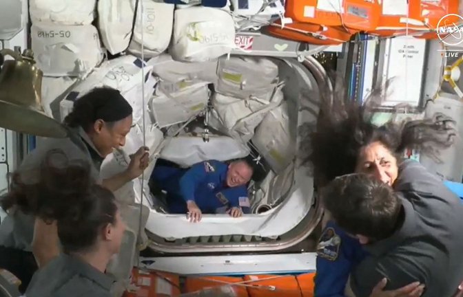 Andockszene der „Starliner“ an die ISS<span class='image-autor'>Foto: AFP/NICHOLAS KAMM</span>