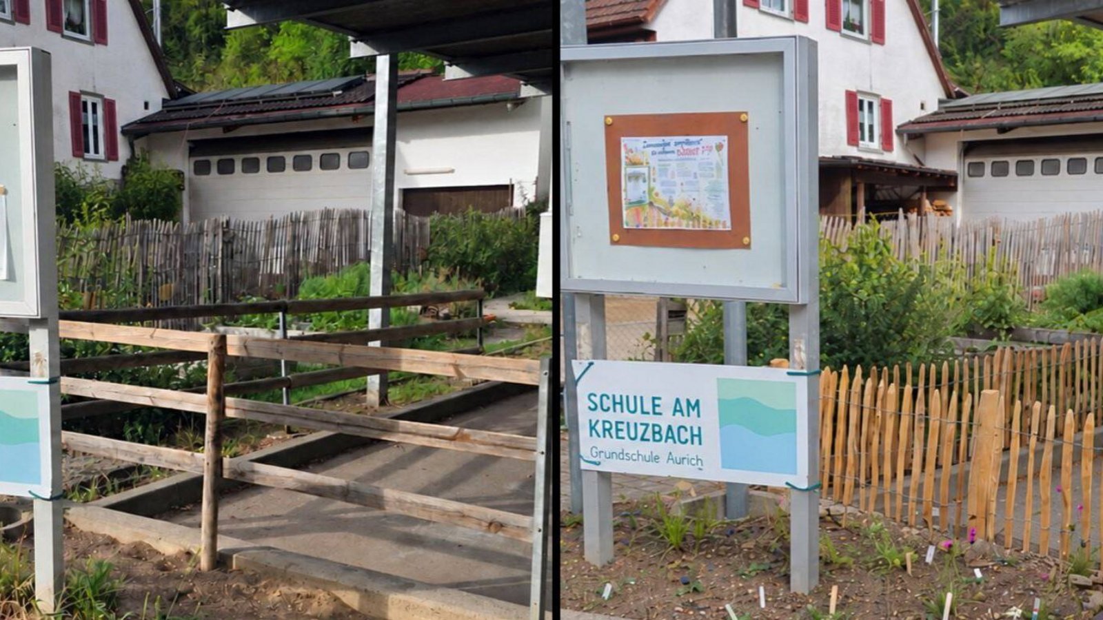 Der alte (links) und neu gestaltete Schulgarten an der Auricher Grundschule.  Fotos: p