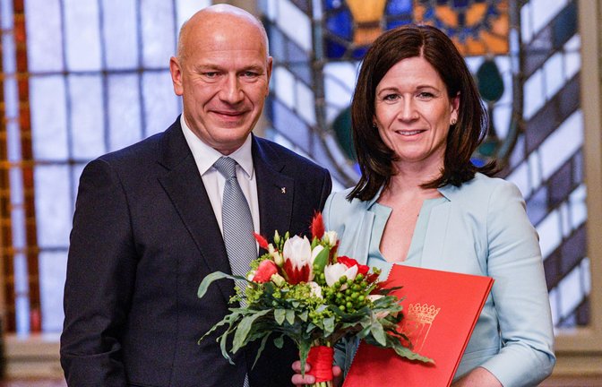 Der Regierender Bürgermeister Kai Wegner ernannte 2023 im Roten Rathaus Katharina Günther-Wünsch  zur Senatorin für Bildung, Jugend und Familie.<span class='image-autor'>Foto: IMAGO/Funke Foto Services/IMAGO/</span>