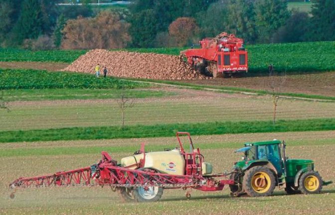 Fließender Übergang auf den Feldern (hier im Vaihinger Weitfeld): Im Hintergrund läuft die Rübenernte, vorn wird der Acker schon für die nächste Ernte vorbereitet.  Foto: Arning