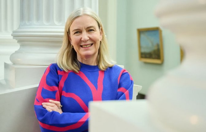 Marion Ackermann, Präsidentin der Stiftung Preußischer Kulturbesitz, steht vor einer Pressekonferenz in der Alten Nationalgalerie.<span class='image-autor'>Annette Riedl/dpa</span>